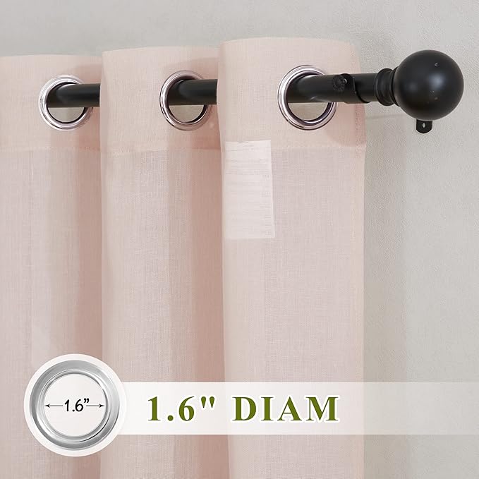 NICETOWN Linen Textured Semi Sheer Bedroom Curtains - Image 2