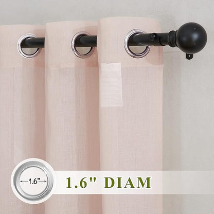 NICETOWN Linen Textured Semi Sheer Bedroom Curtains - Image 2