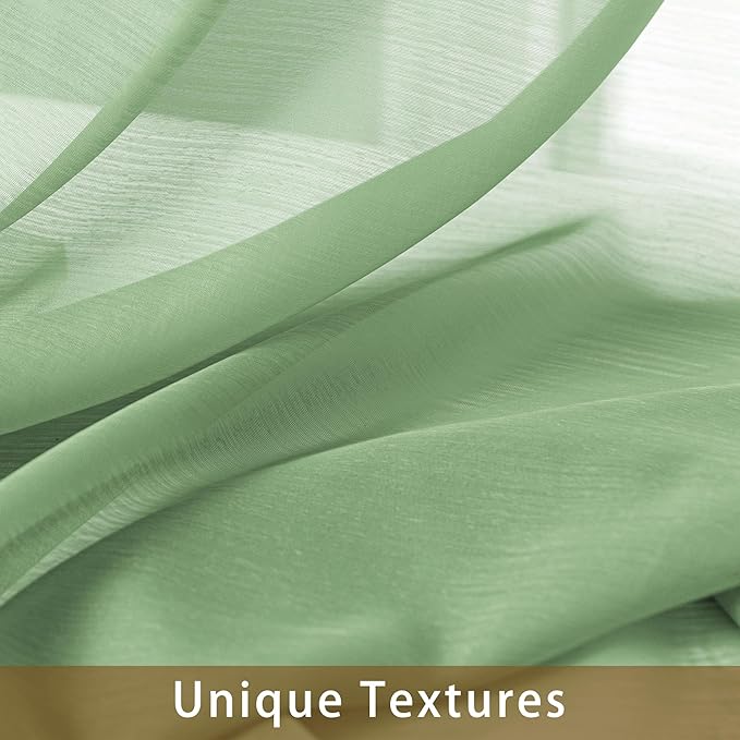 Sage Green Sheer Curtains 96 Inches Long, Privacy Semi Sheer Curtains - Image 4
