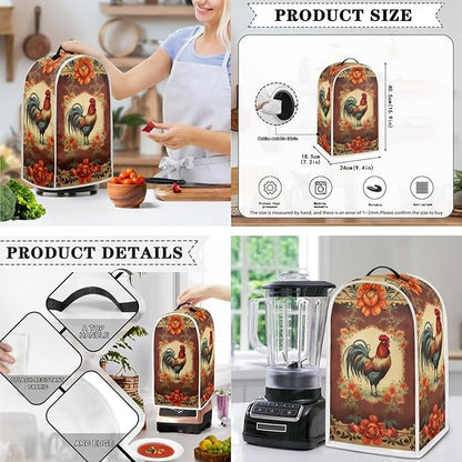 Vintage Chicken Rooster Flower Pattern Appliance Covers Set Washable Kitchen - Image 3