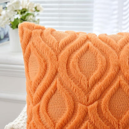 MIULEE Bright Orange Fall Throw Pillow Covers 16x16 Inch, Soft Plush Faux Wool - Image 2