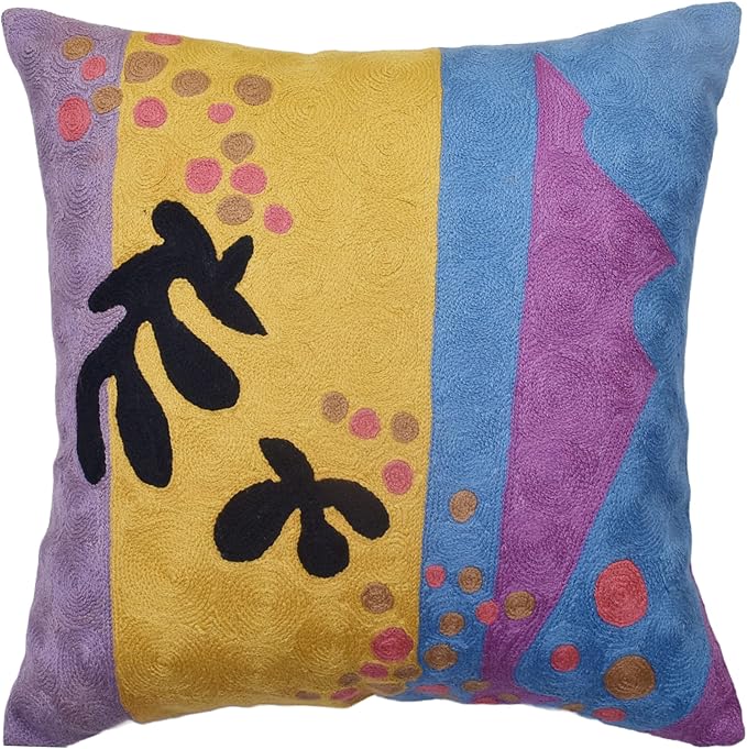 Matisse Gold Pillow Cover Purple Modern Pillowscase Chair Cushion Abstract by Kashmir+Designs