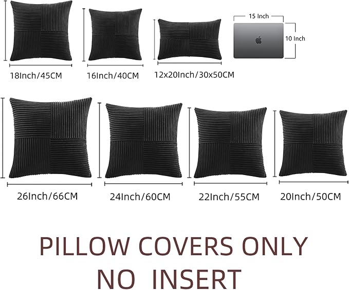 Fancy Homi 2 Packs Black Decorative Throw Pillow Covers 16x16 Inch - Image 7