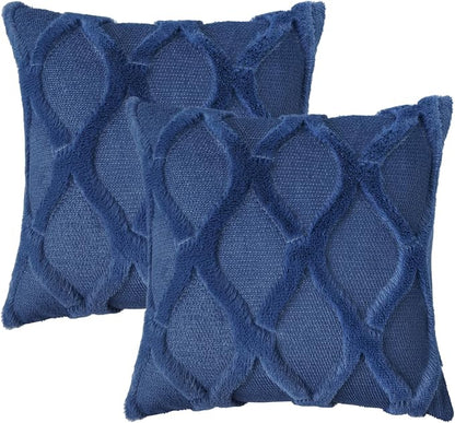 decorUhome Throw Pillow Covers 20x20 Inch Set of 2, Soft Plush Faux Fur Wool - Image 7