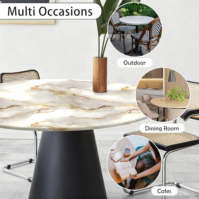 Marble Fitted Round Tablecloth - Image 4