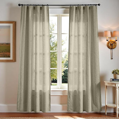 jinchan Linen Blend Curtains 84 inch Length 2 Panels by JINCHAN
