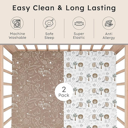 Baby Crib Sheets for Boys Girls Neutral, 2 Pack Crib Mattress Sheet for - Image 6