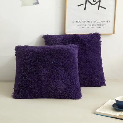 XeGe Faux Fur Throw Pillow Covers, Luxury Fluffy Plush Pillow Shams, Shaggy by XeGe