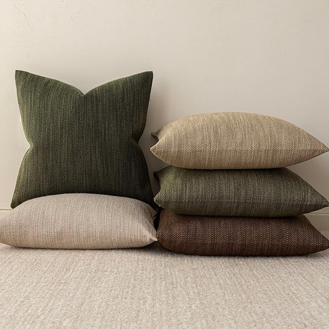 Foindtower Set of 2 Decorative Textured Burlap Linen Throw Pillow Covers - Image 6