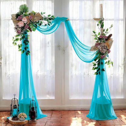 MDS Halloween Chiffon Draping Fabric - 2 Panel, 30" Wide x 30ft Long - Sheer Spooky Arbor & Canopy Drapery for Haunted House Backdrops, Party Ceilings, DIY Costumes & Themed Events - Peacock Blue (Pack of 2)