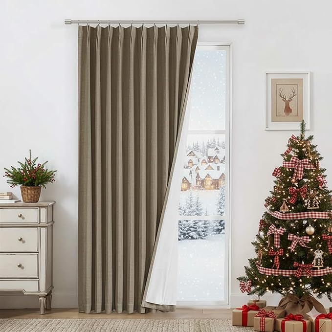 Vision Home Brown Pinch Pleated Full Blackout Curtains Linen Blended 60" Wide by VisionHome