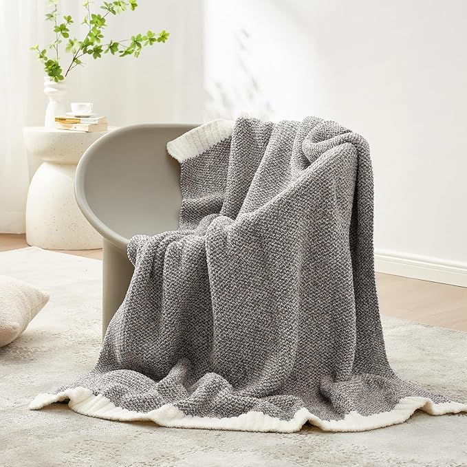 Snuggle Sac Grey Throw, Super Soft Warm Oversized Fuzzy Plush Blanket, Dark Grey - Image 2