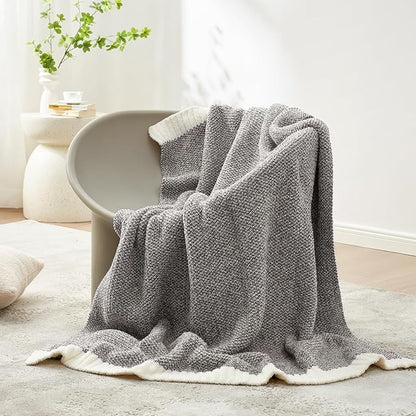 Snuggle Sac Grey Throw, Super Soft Warm Oversized Fuzzy Plush Blanket, Dark Grey - Image 2