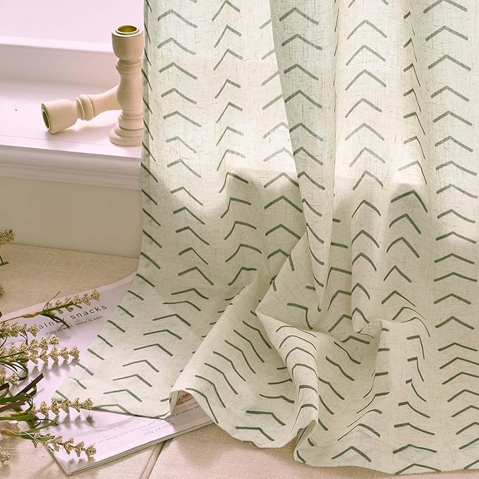 jinchan Arrow Boho Linen Blend Kitchen Curtains 36 Inch Length Christmas - Image 9