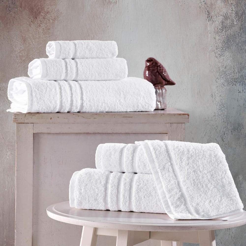 Hawmam Linen Towel Set, Turkish Cotton, 6 Pack, White