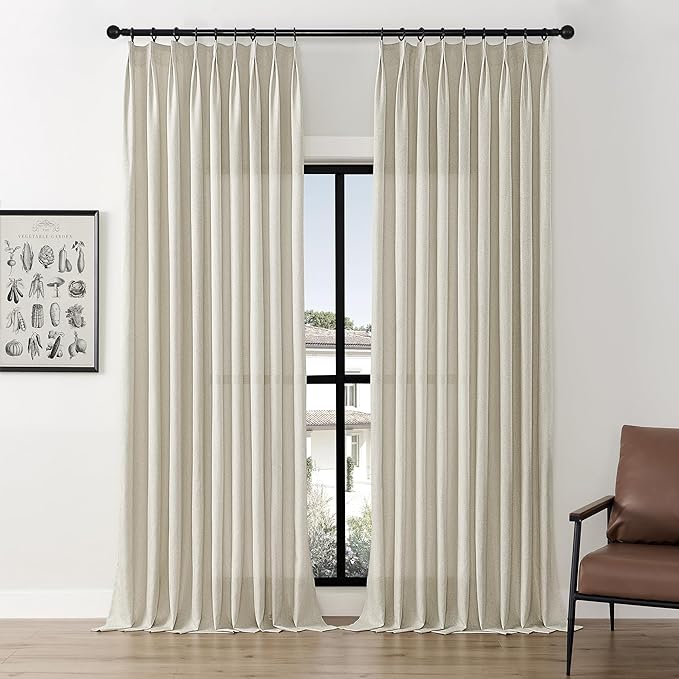 HUTO Extra Long Pinch Pleat Nautural Sheer Window Curtain Panels 120 Inches by HUTOHOME