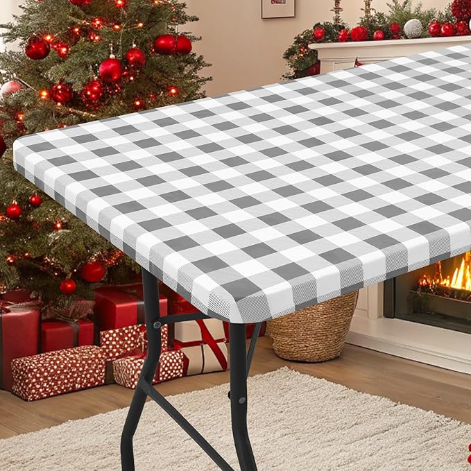 Smiry Rectangle Picnic Table Cloth, Elastic Waterproof Fitted Vinyl Tablecloths by Smiry