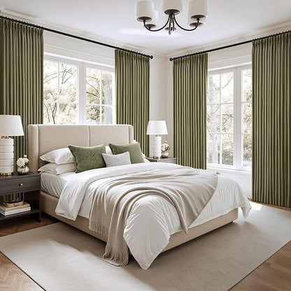 MIULEE Pinch Pleated Thick Linen Curtains 90 Inch 4 Panels Set Back Tab Memory - Image 7