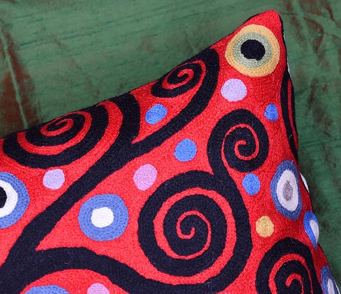 Klimt Tree of Life Pillow Cover | Red Floral Pillowcase | Flower Accent Pillows - Image 4