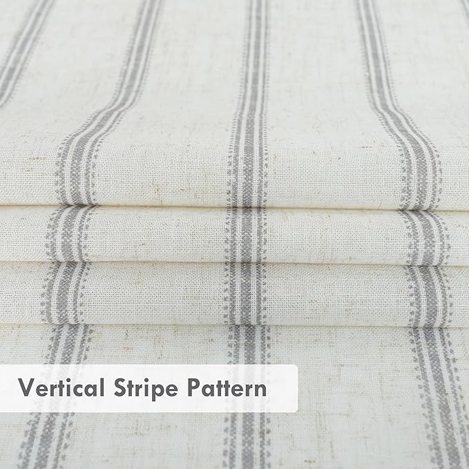 DriftAway Farmhouse Vertical Striped Linen Blend Textured Light Filtering Semi - Image 6