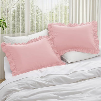 KKJIAF Ruffle Pillow Cases Standard Size Set of 2, Ruffled Pillow Covers - Image 2