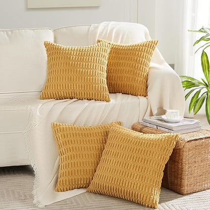 Fancy Homi 4 Packs Mustard Yellow Decorative Throw Pillow Covers 24x24 Inch by Fancy+Homi