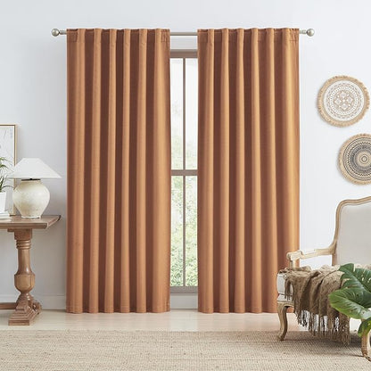 KEQIAOSUOCAI Blackout Linen Curtains 2 Panels Set 84 Inch Length 7 FT by KEQIAOSUOCAI