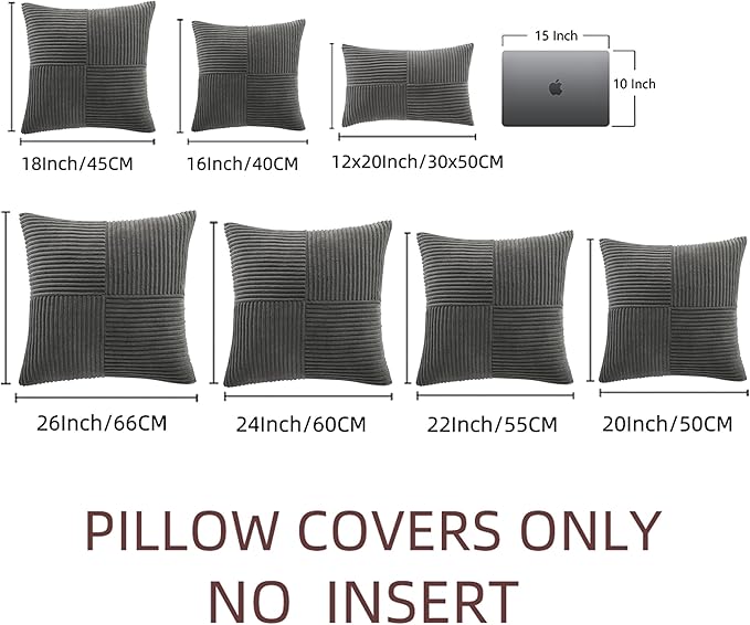 Fancy Homi 2 Packs Dark Gray Euro Decorative Throw Pillow Covers 26x26 Inch - Image 6