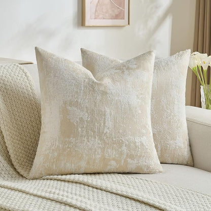 FUTEI Yellow White Decorative Throw Pillow Covers 18x18 Inch Set of 2, Soft by FUTEI