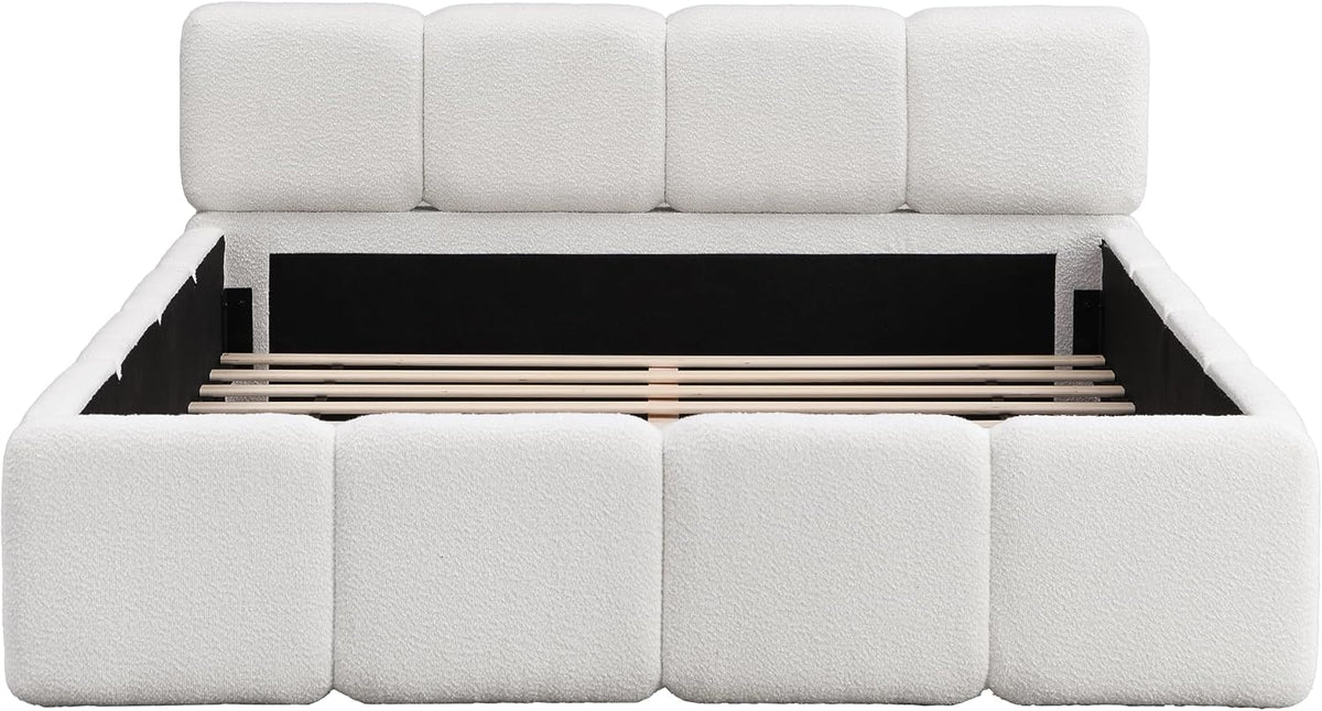 merax queen boucle platform bed with thick headboard, package contents