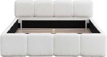 merax queen boucle platform bed with thick headboard, package contents