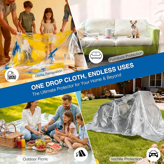 6 Pack Premium Plastic Drop Cloths - Image 5