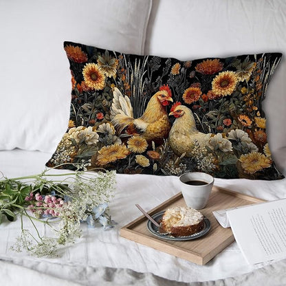 Vintage Moody Floral Chicken Pillow Covers 12x20 Set of 2, Chicken Lover Mom - Image 6