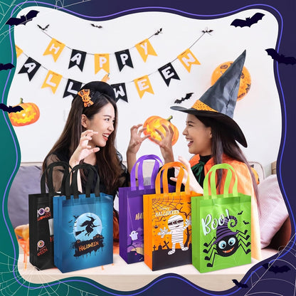 Sweetude 60 Pcs Halloween Tote Bags Bulk with Handles, Reusable