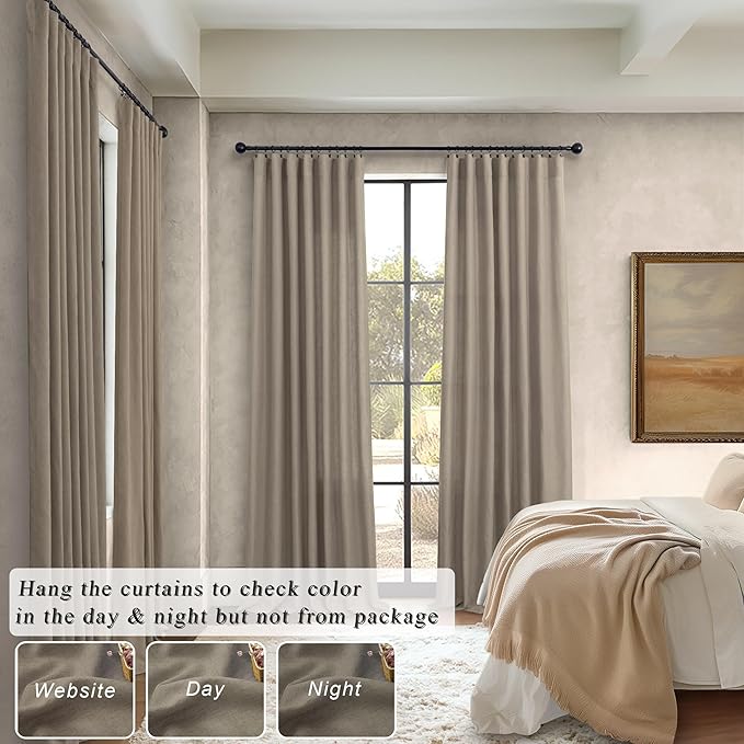 Extra Long Curtains 2 Panels Set Dark Taupe Linen Curtains 108 inches Long - Image 6