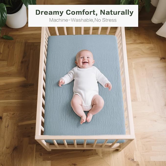 Muslin Bedside Sleeper Bassinet Fitted Sheets, 3 Pack Cotton Baby Sheet - Image 2