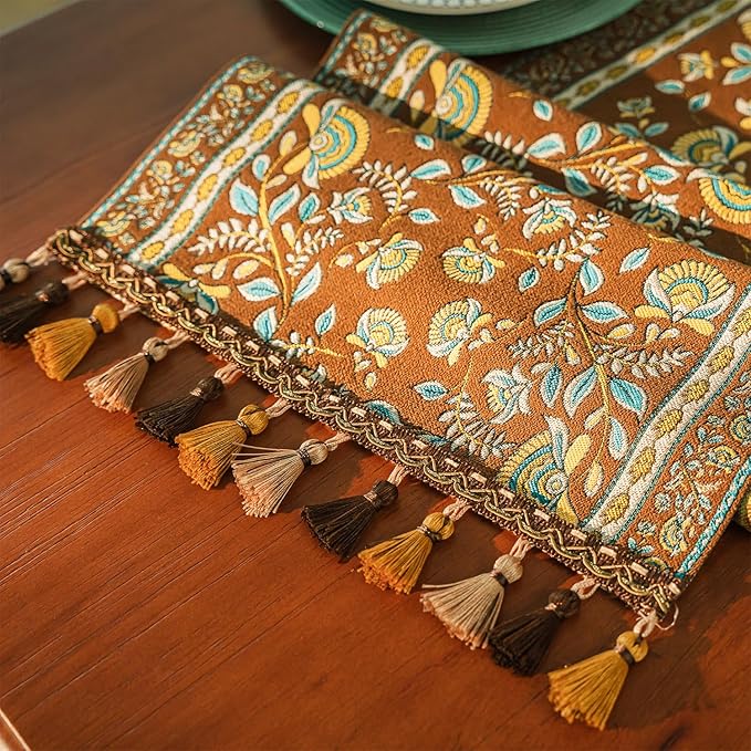 13×72 Inch Table Runner, Retro-Luxury Tassels Series - Image 2