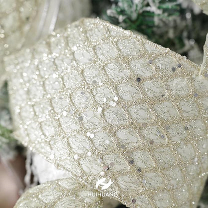 HUIHUANG Champagne Wired Ribbon 4 inch Glitter Christmas Tree Ribbon Diamond - Image 4