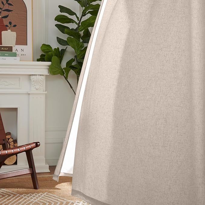jinchan Taupe Lined Linen Blend Curtain - Image 9
