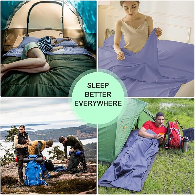 Sleeping Bag Liner, Travel Sheet & Adult Sleep Sack, Camping Sheets Travel - Image 7