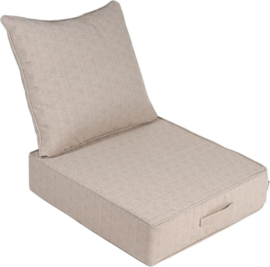 Outdoor Olefin Water-Resistant Deep Seat Cushion Set, Thickened Sofa Chair Pad by Aofeite
