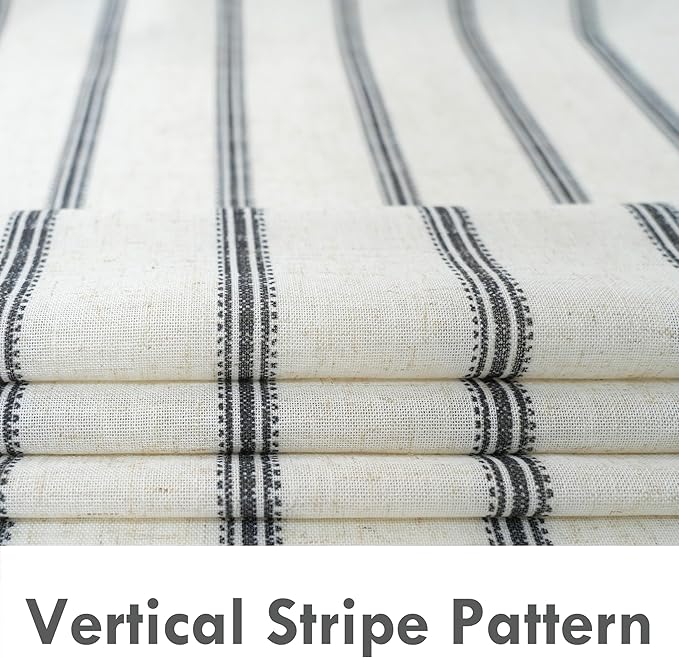 DriftAway Farmhouse Vertical Striped Linen Blend Textured Light Filtering Semi - Image 6