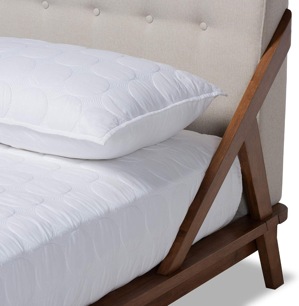 Baxton Studio Beds (Platform), Queen, Beige/Walnut