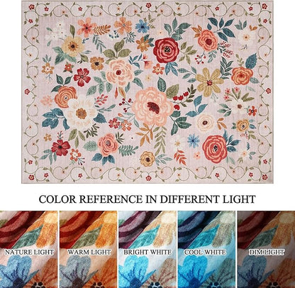 DUKINO 5x7 Area Rug, Floral Rugs - Image 9