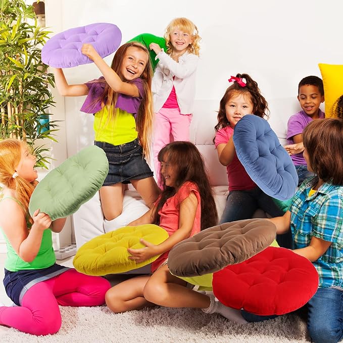 Fumete 12 Pcs Floor Pillows Cushions Seating 16 x 16 Inches Color Round Seat - Image 5