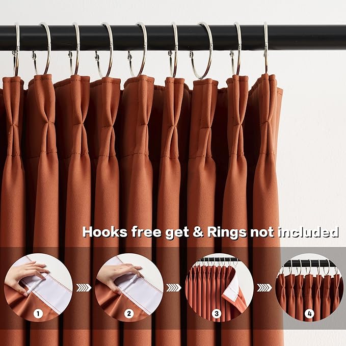 Extra Long Pleated Curtains 108 Inches Long 2 Panels Set, Pinch Pleat - Image 2