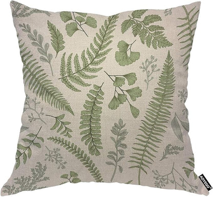 AOYEGO Green Leaves Throw Pillow Cover Herbs Fern Botanical Foliage Vegetation by AOYEGO