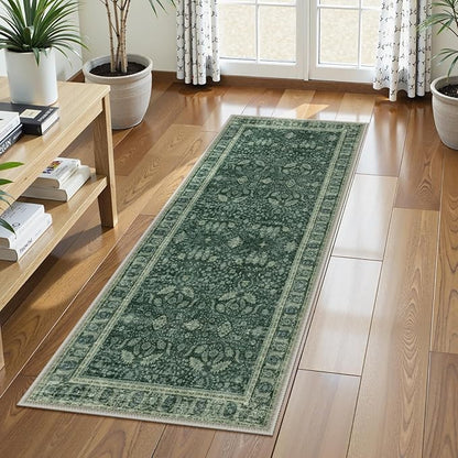 Lahome Vintage 2x5 Green Kitchen Runner Rugs Non Skid Washable, Boho Runner Rug by Lahome