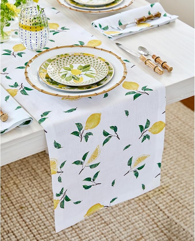Solino Home Lemon Print Table Runner 108 Inches Long by SolinoHome