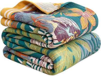 MSGKV Cotton Bed Blanket for Couch and Sofa Blankets for Living Room Bedroom by MSGKVHomeTextiles